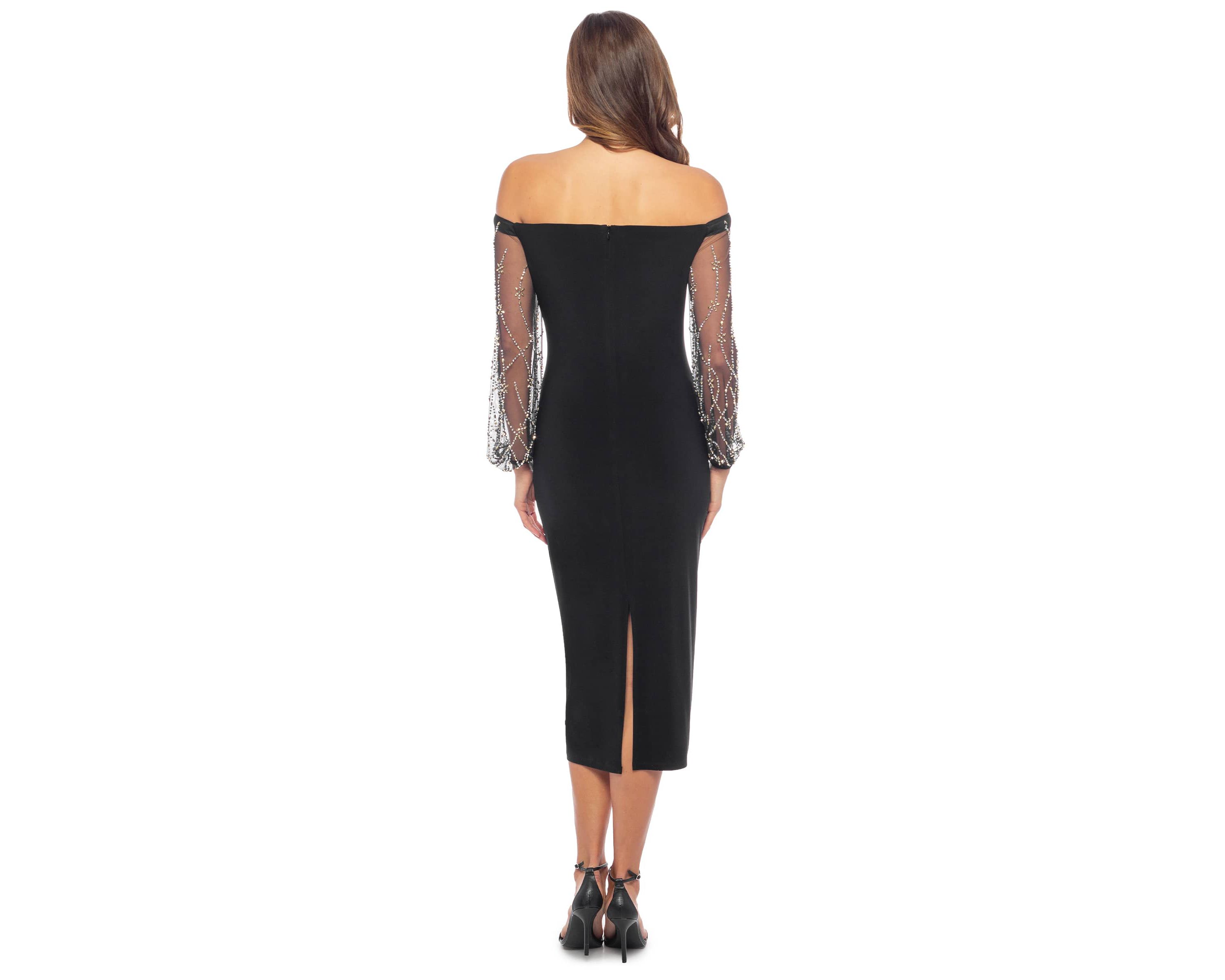 Midi Dress with Beaded Sleeves