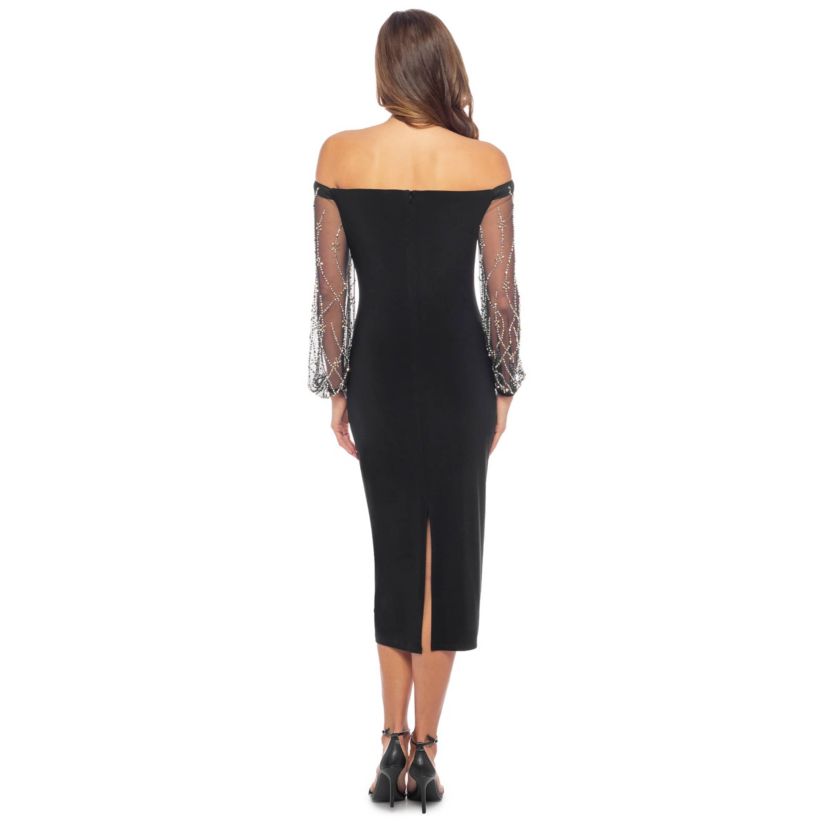 Midi Dress with Beaded Sleeves