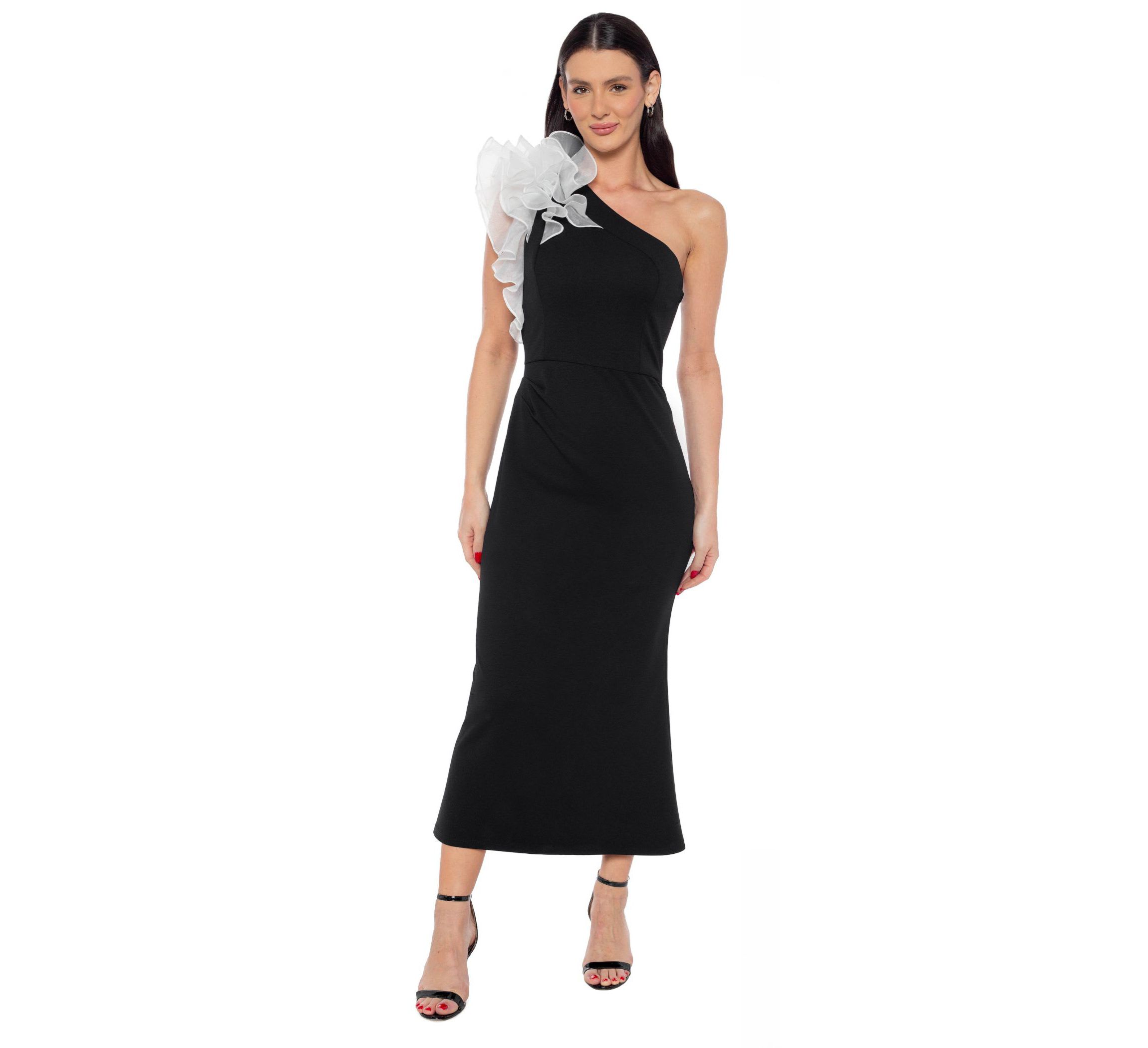 One Shoulder Ruffle Midi Dress