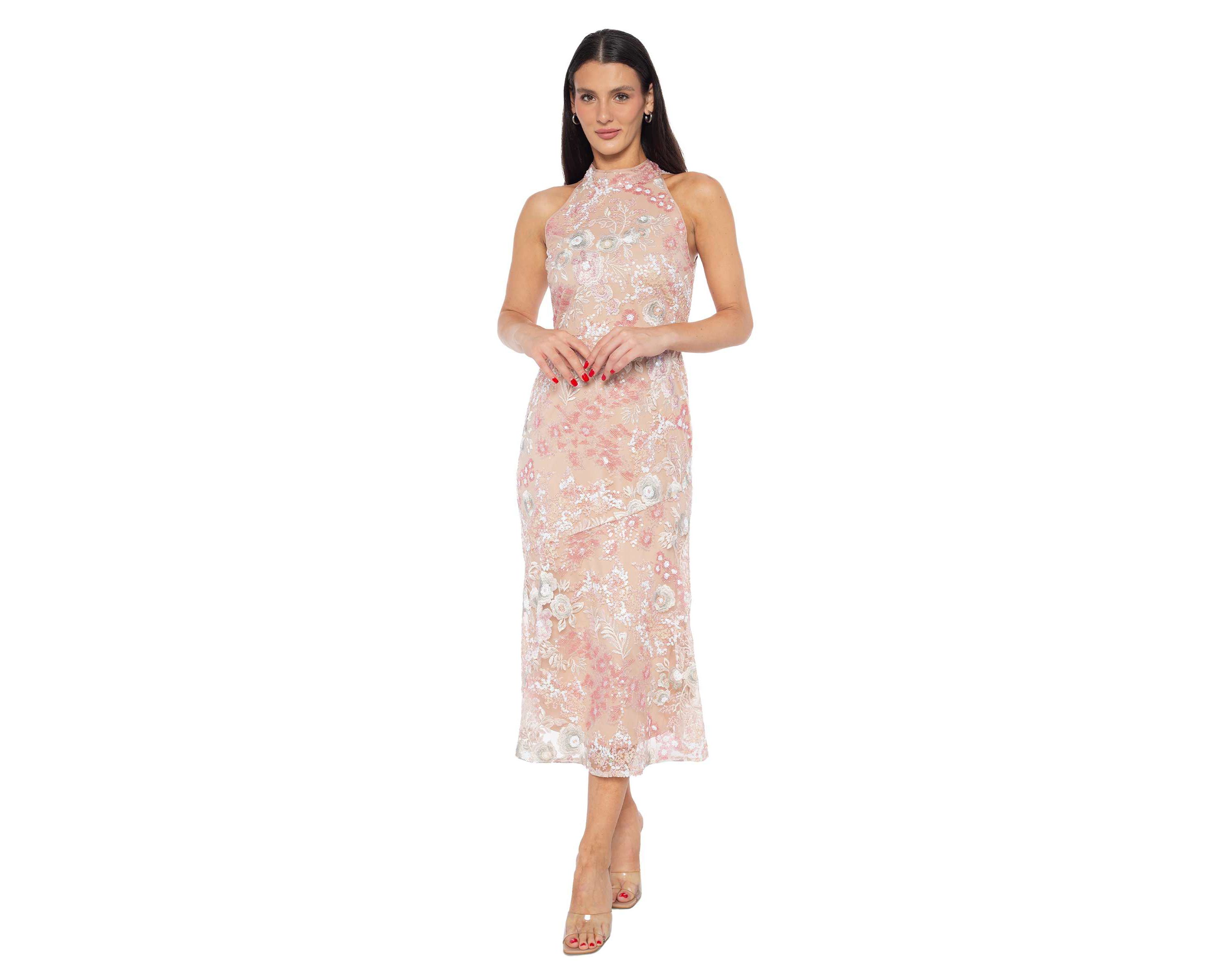 Sequin Embroidered Midi Dress