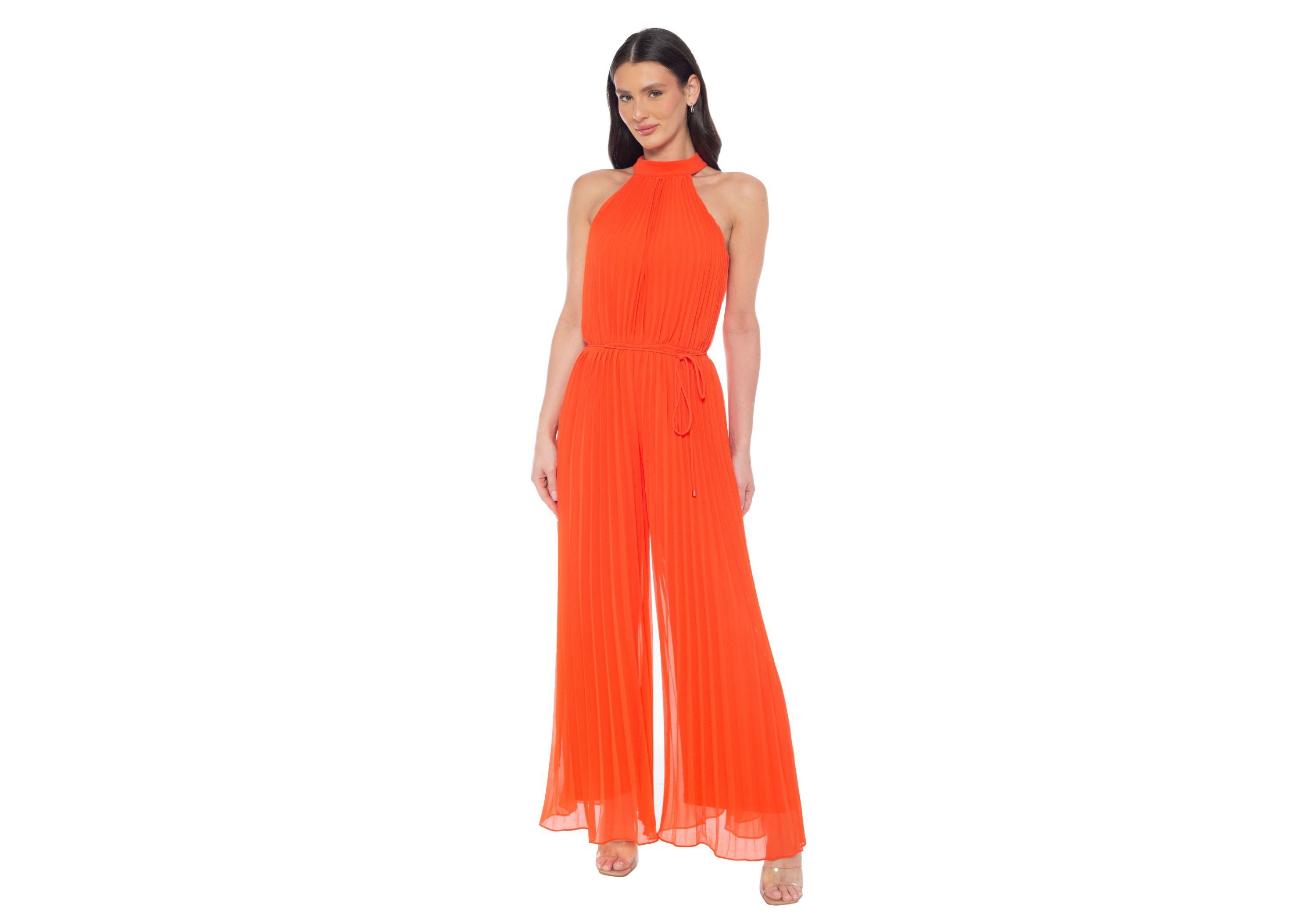 Mock Neck Pleated Jumpsuit