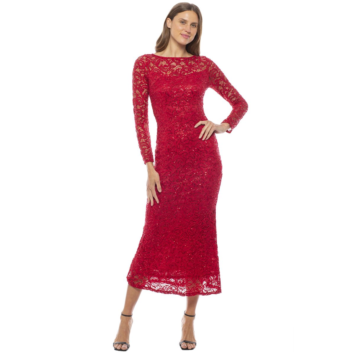 Long Lace Dress with Long Sleeves & Keyhole Back