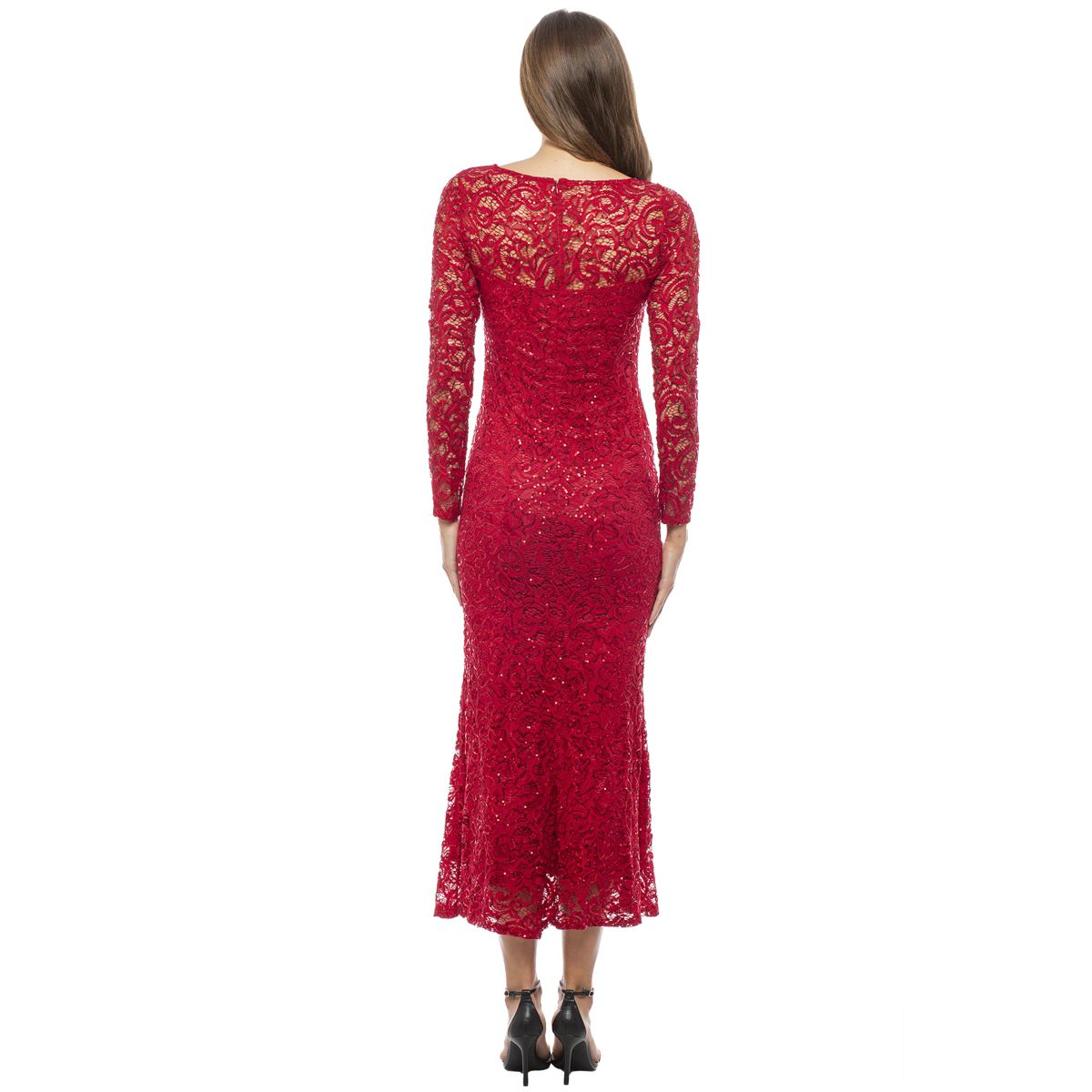 Long Lace Dress with Long Sleeves & Keyhole Back