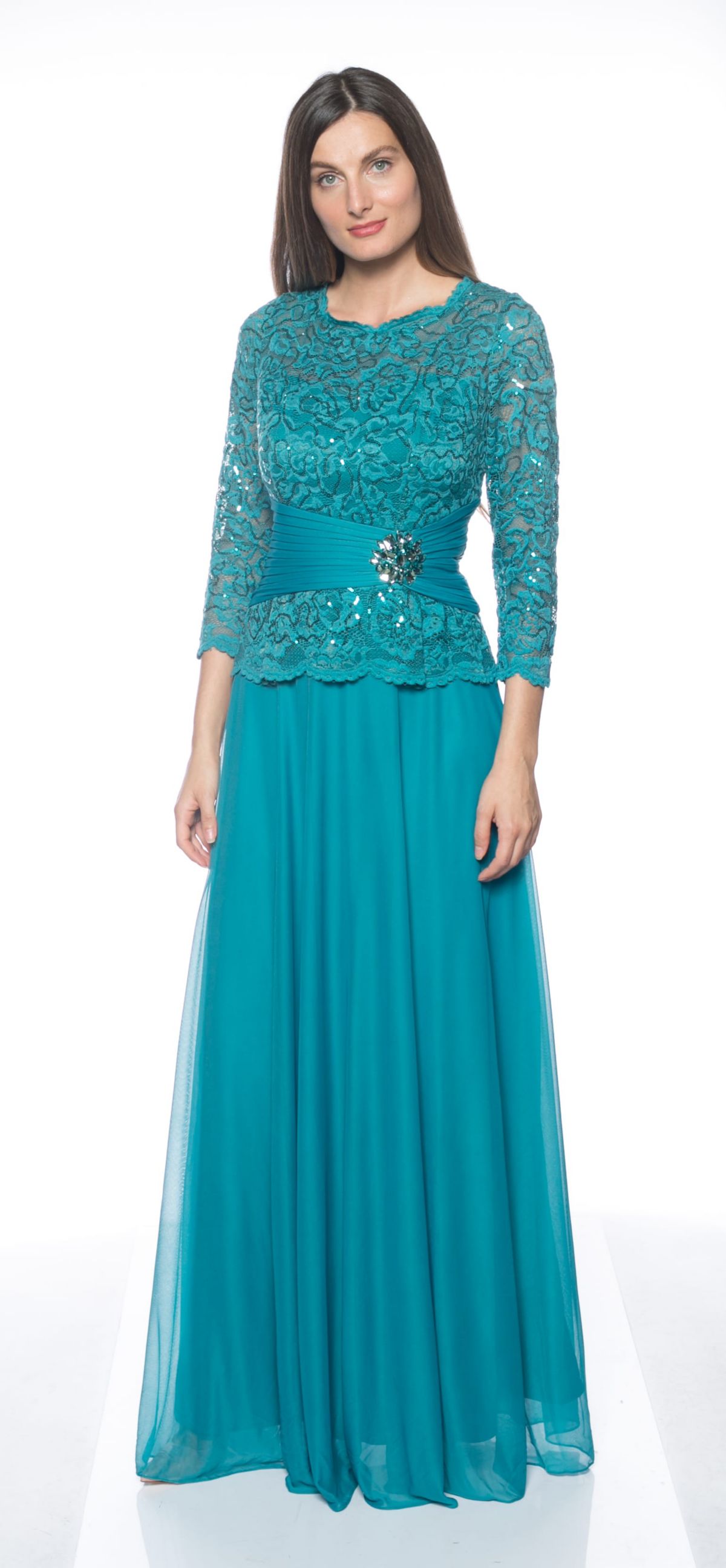 Lace Bodice Gathers Gown