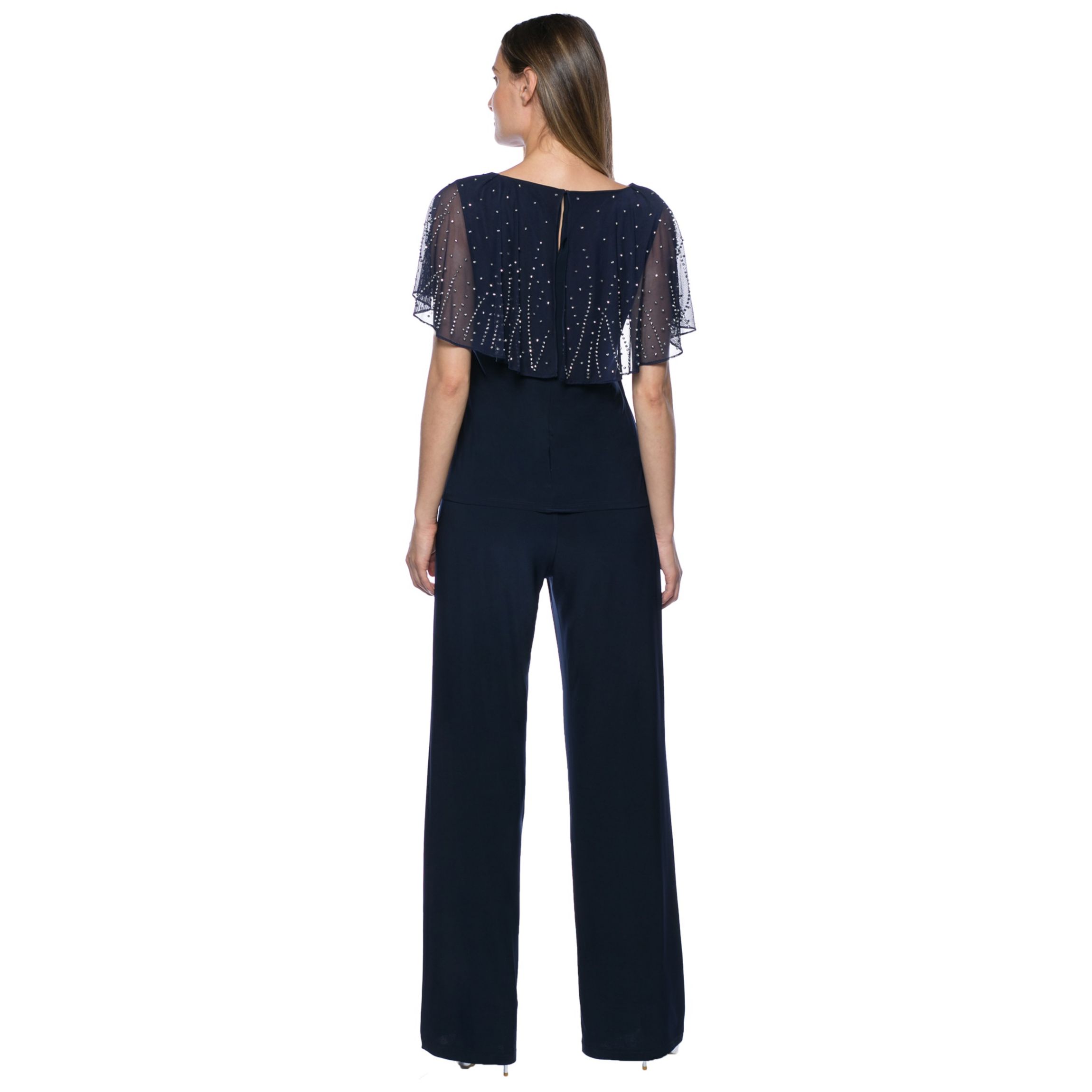Beaded Short Capelet Matte Jersey 2-Piece Pant Set