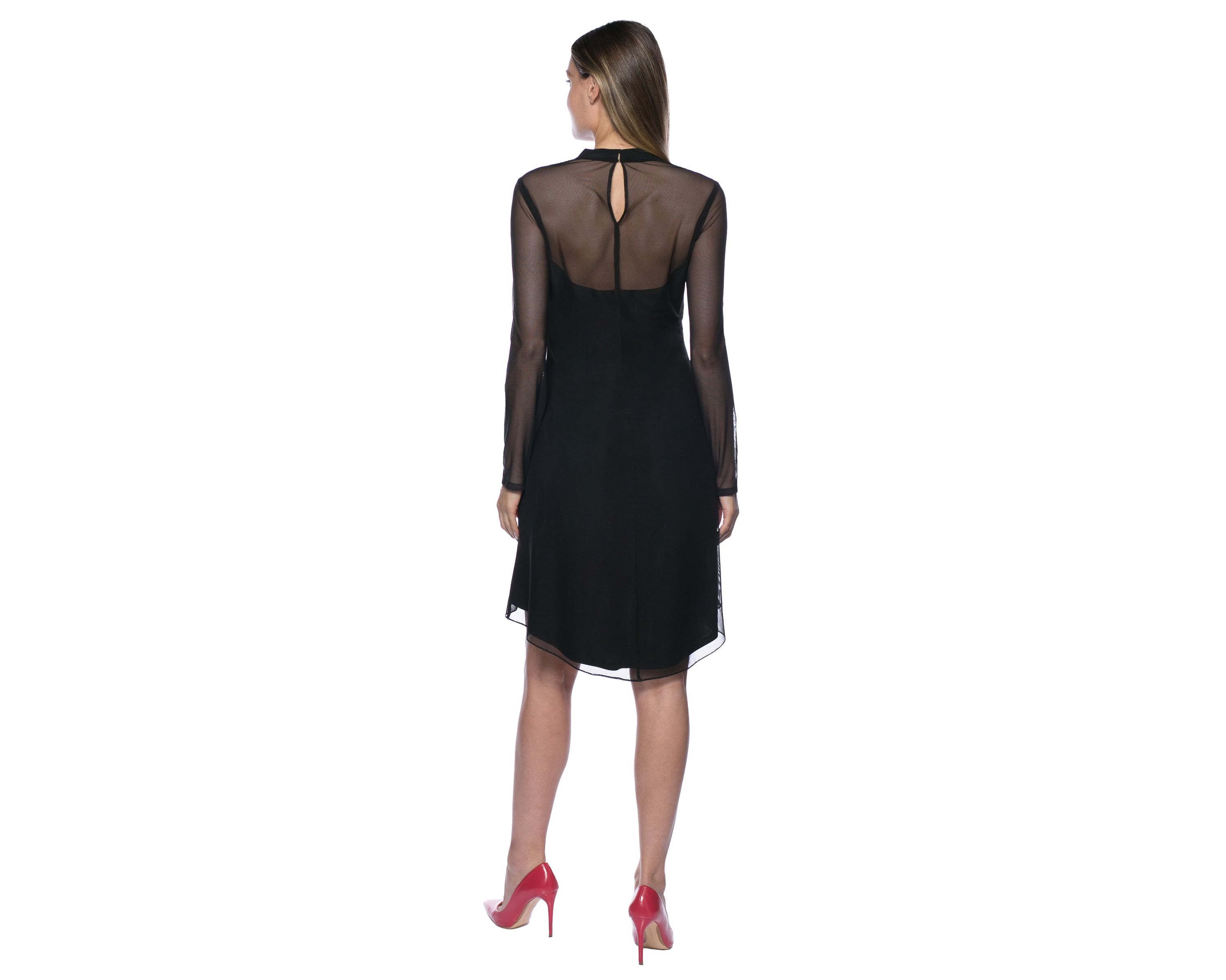 Illusion Mesh Short Gown