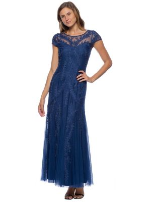 Illusion Neck Soutache Long Gown