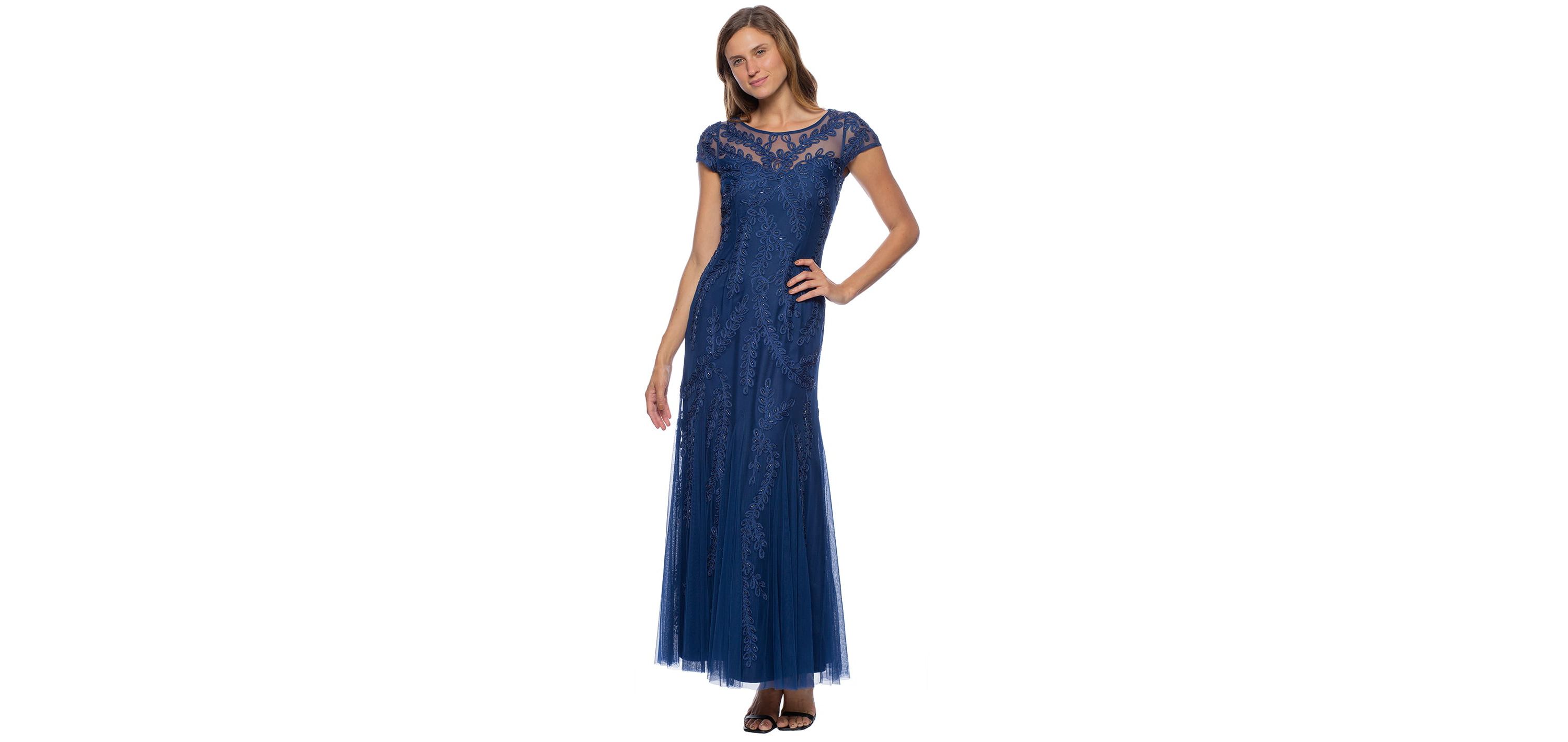 Illusion Neck Soutache Long Gown