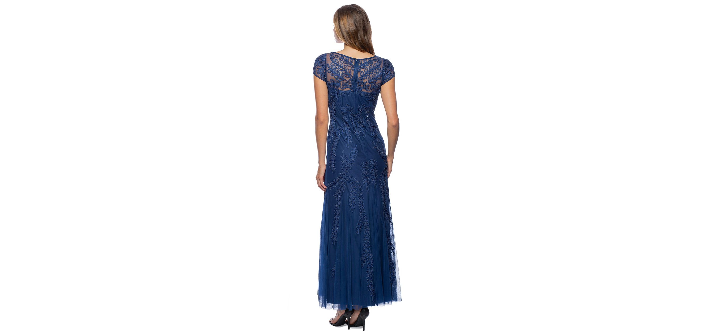 Illusion Neck Soutache Long Gown