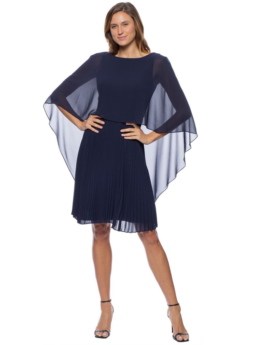 Chiffon Caplet Pleated Short Dress