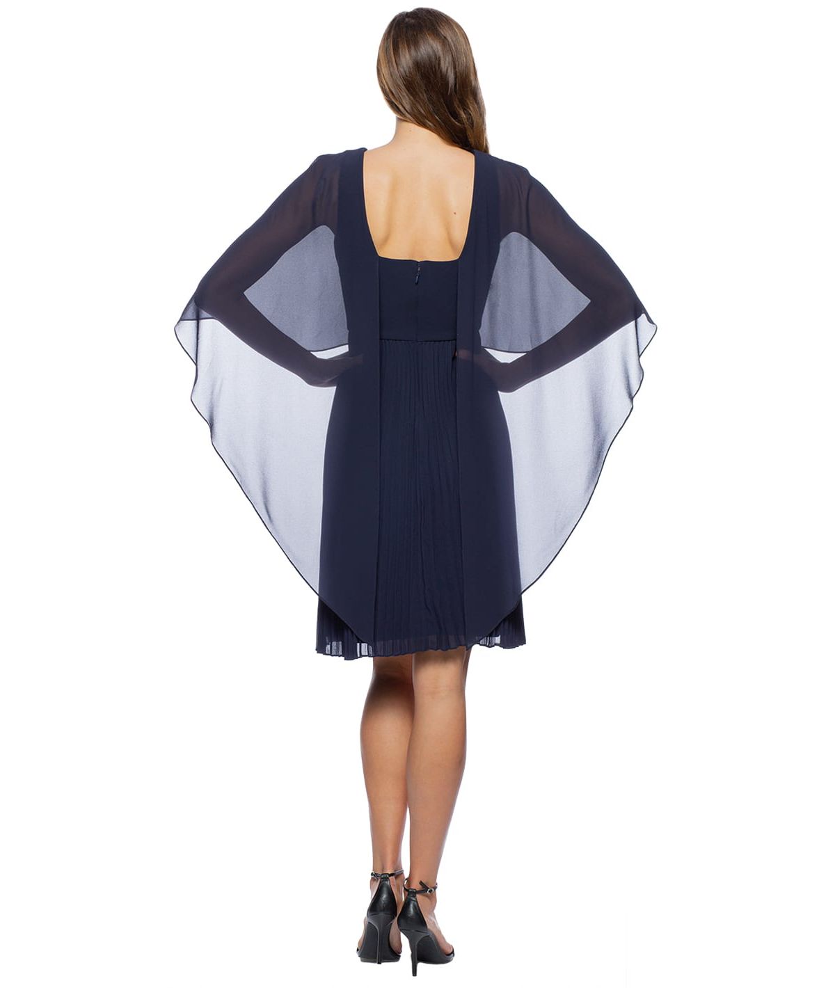 Chiffon Caplet Pleated Short Dress