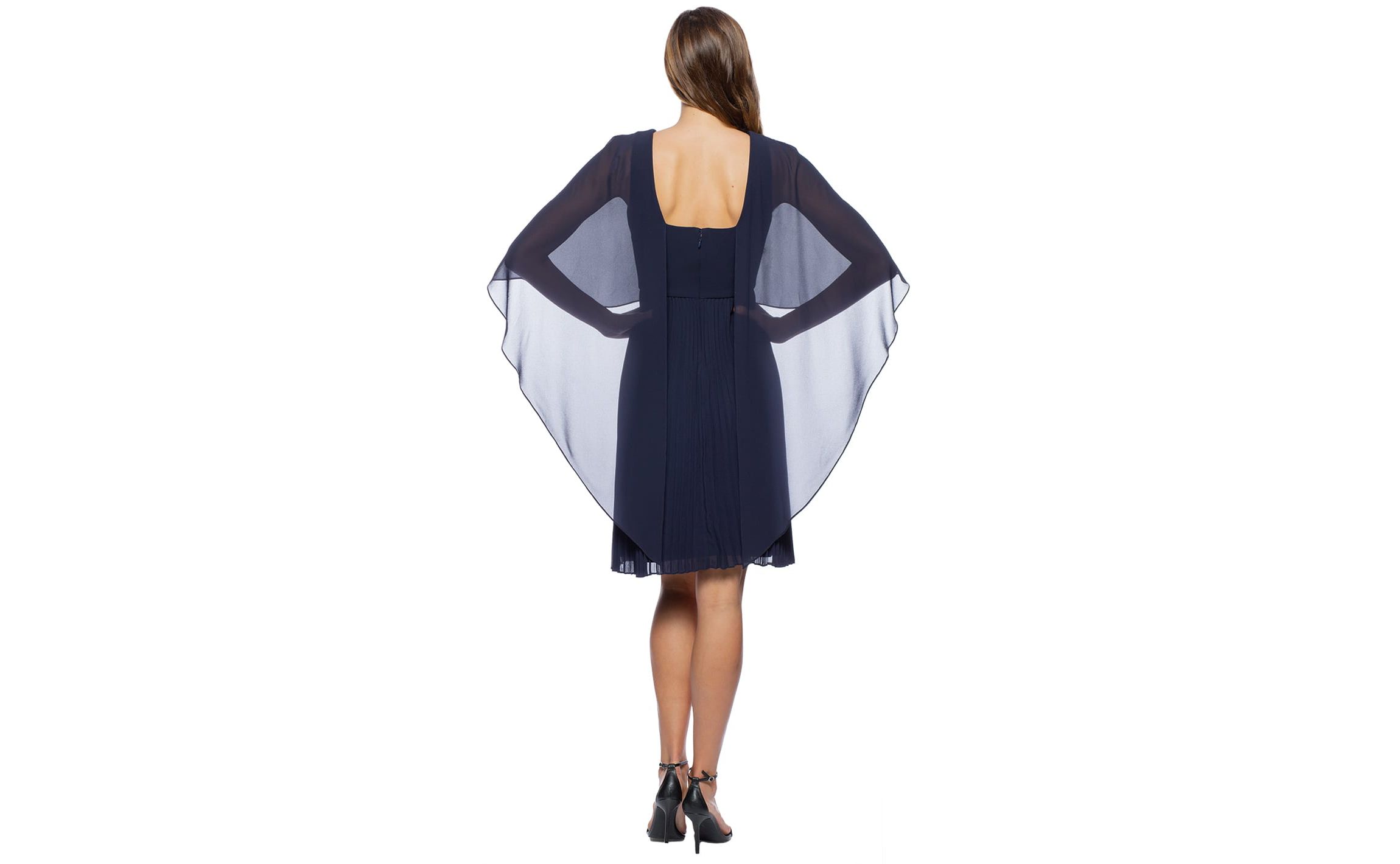Chiffon Caplet Pleated Short Dress