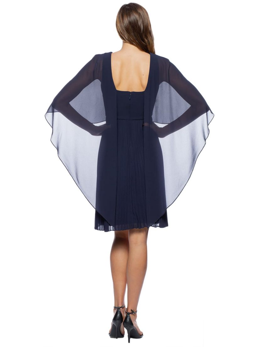 Chiffon Caplet Pleated Short Dress
