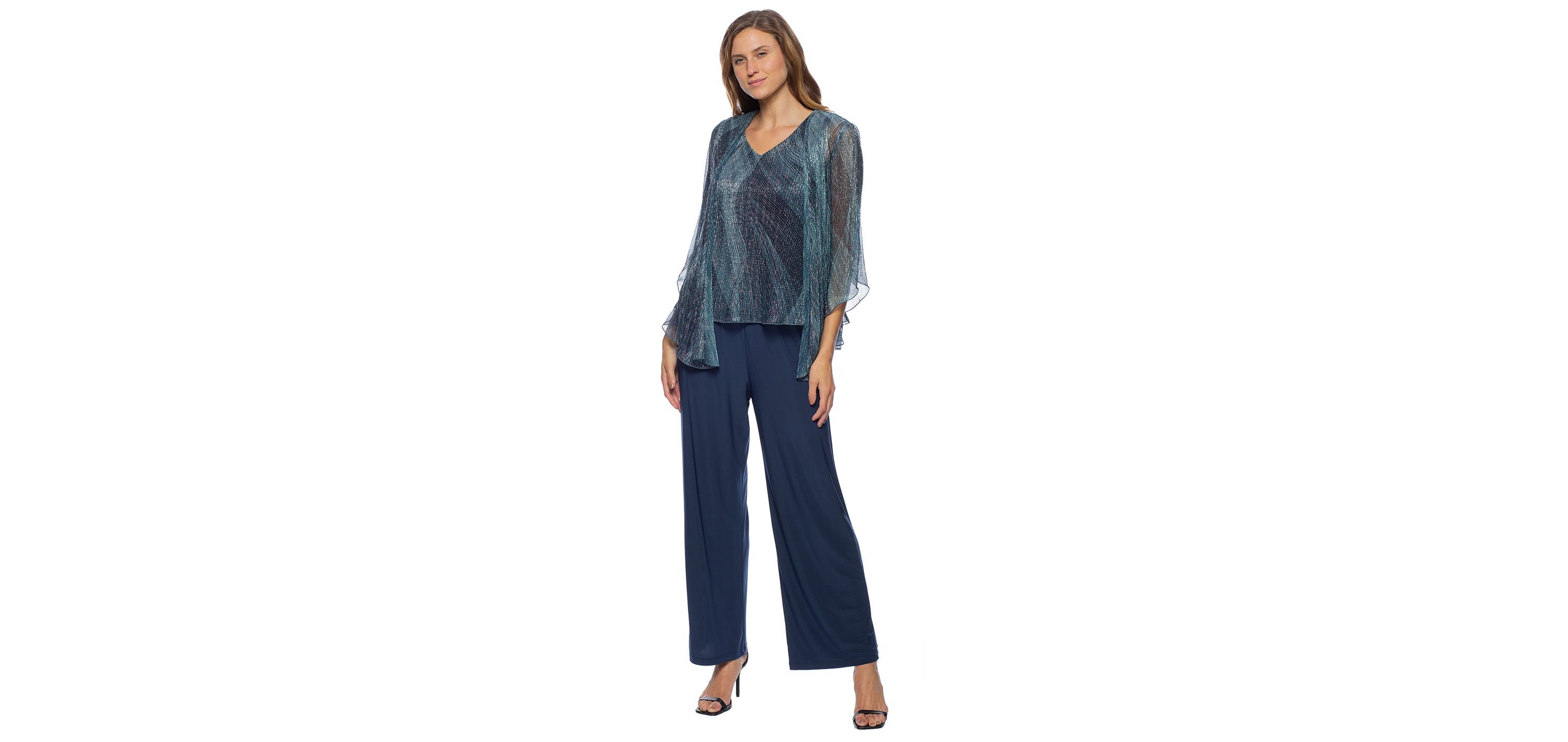 Metallic Pleated 3-Piece Pant Set
