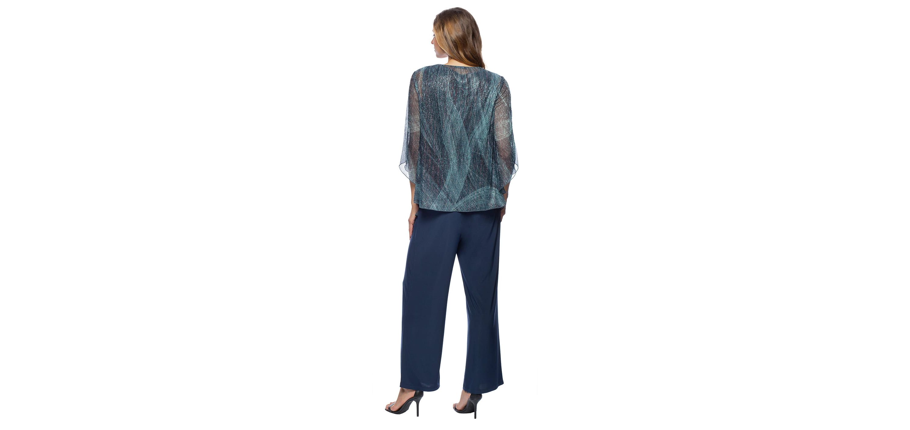 Metallic Pleated 3-Piece Pant Set