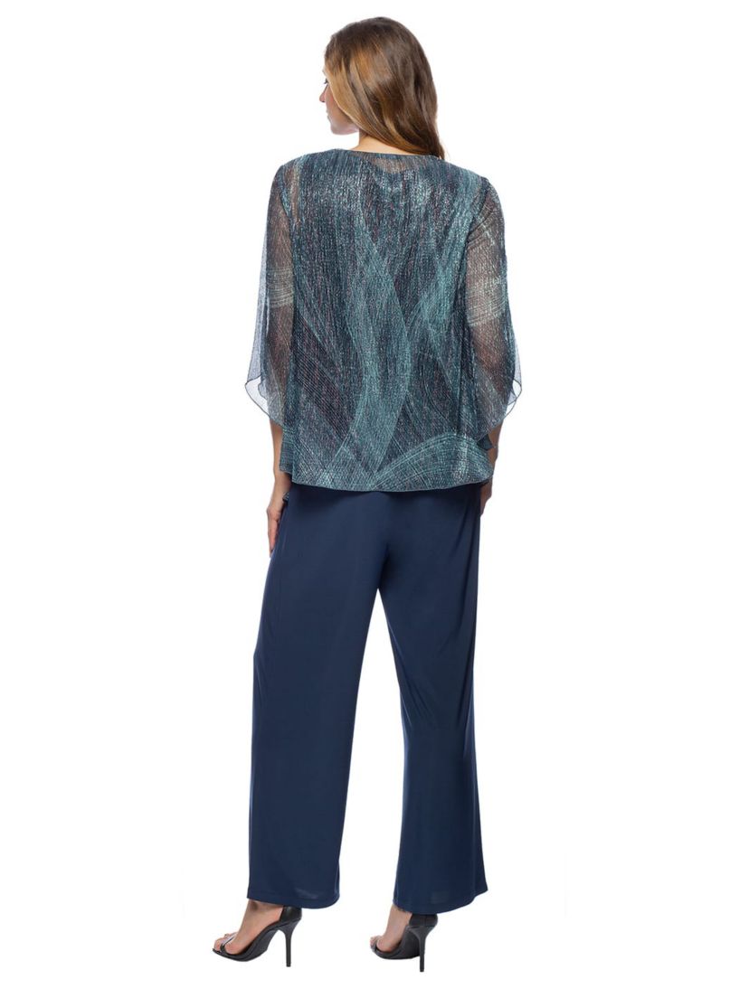 Metallic Pleated 3-Piece Pant Set