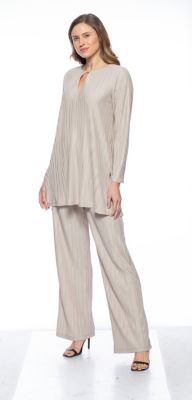 2Pc Keyhole Pant Set Pleated