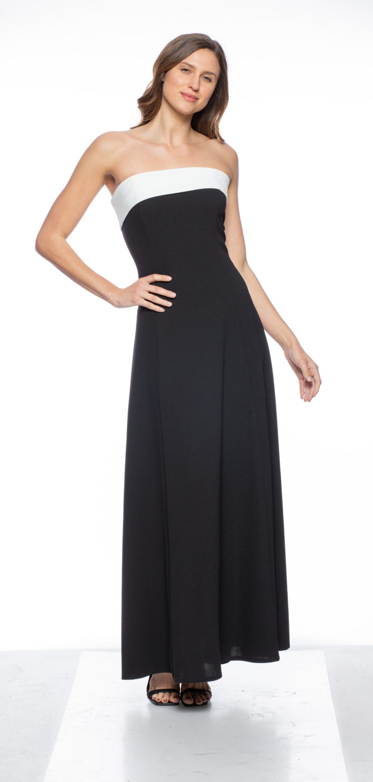 Sleeveless Strapless Scuba Crepe Gown