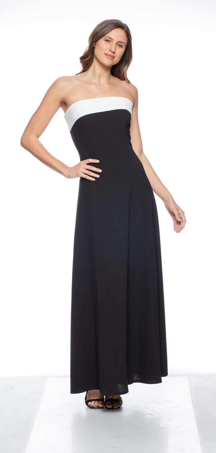 Sleeveless Strapless Scuba Crepe Gown