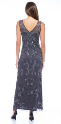 V-Neck Sleeveless Beaded Gown