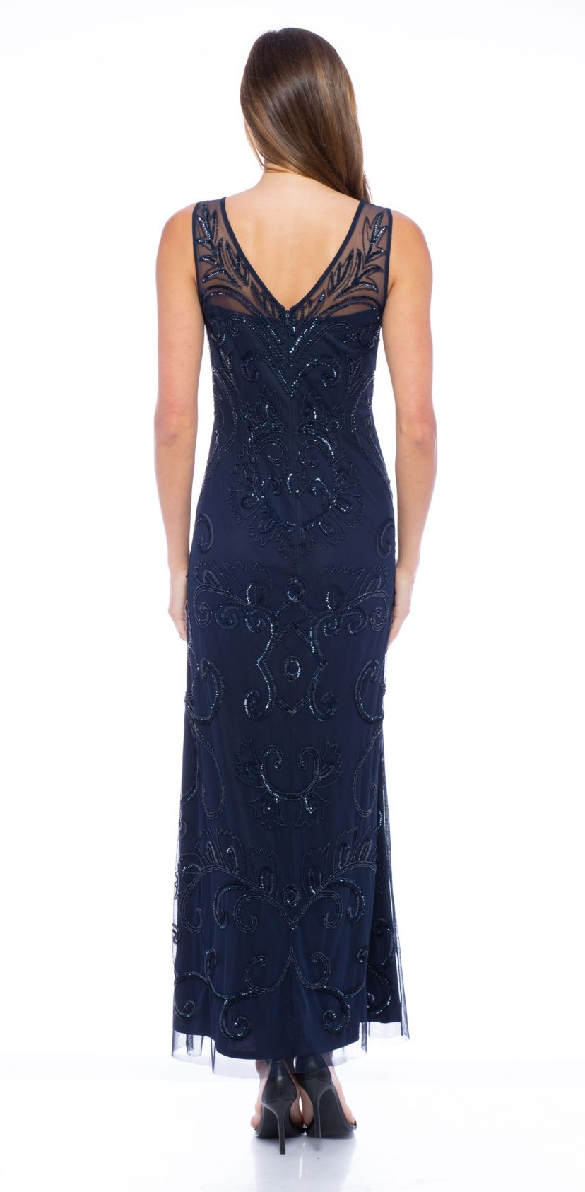 V-Neck Sleeveless Beaded Gown