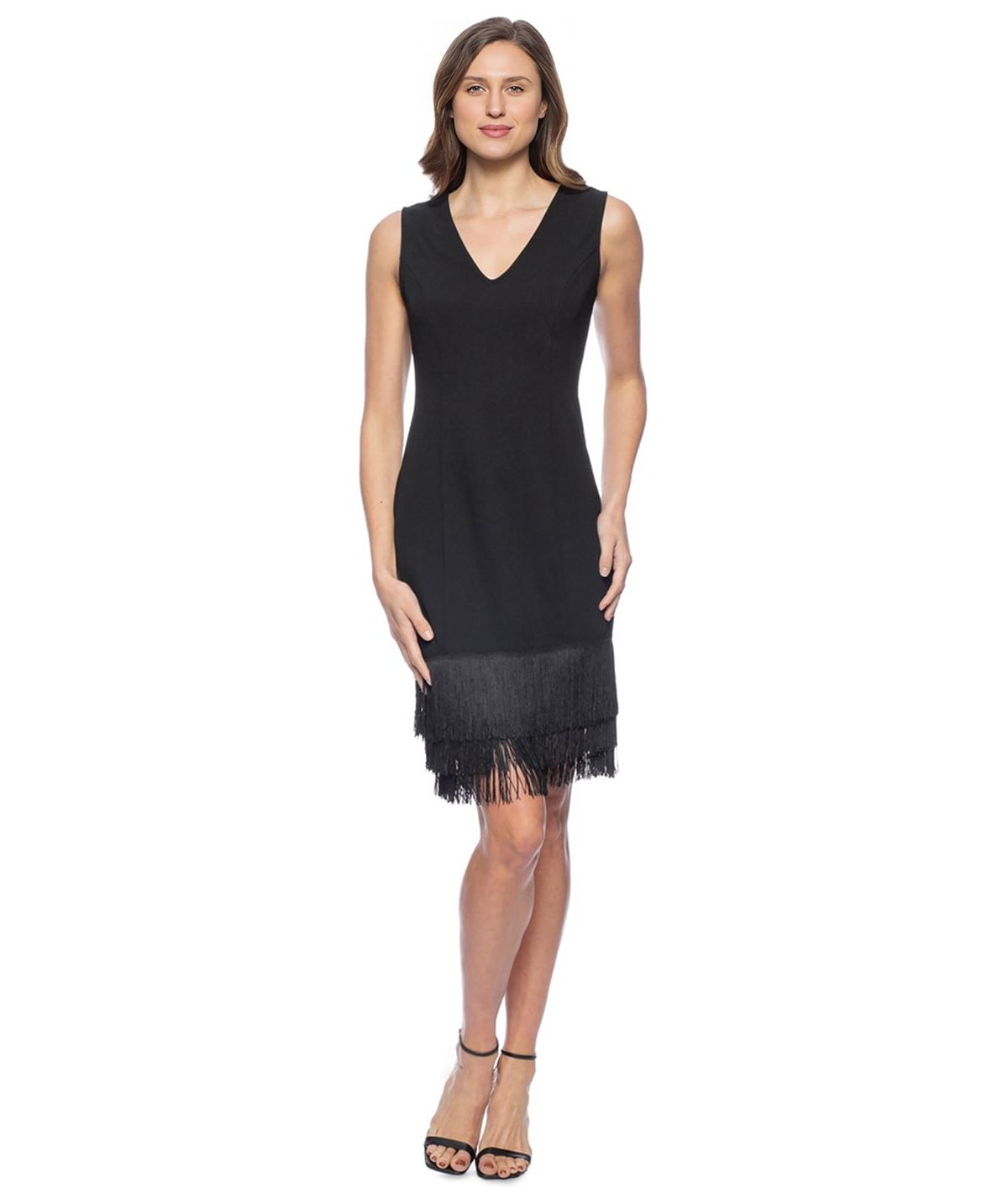 Fringe Scuba Crepe Short Sheath Dress