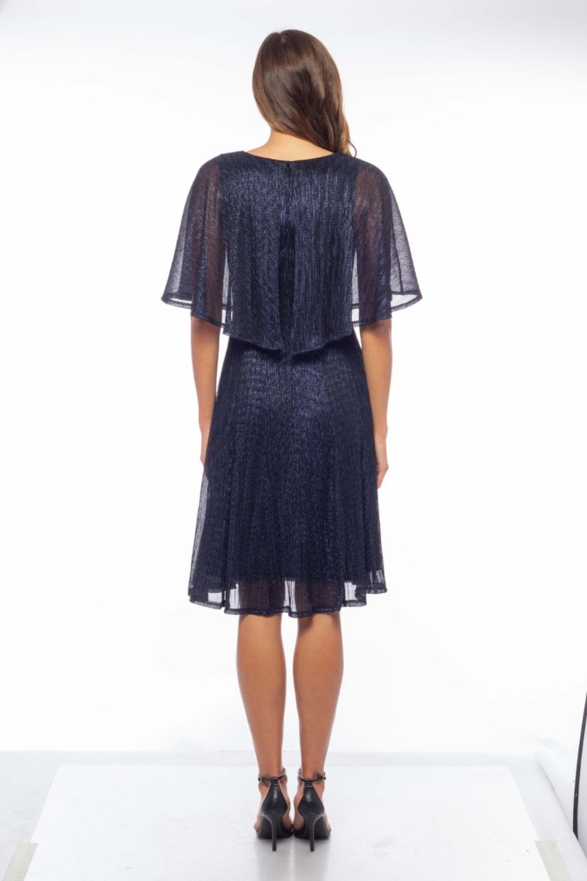 Caplet Pleated Midi Dress