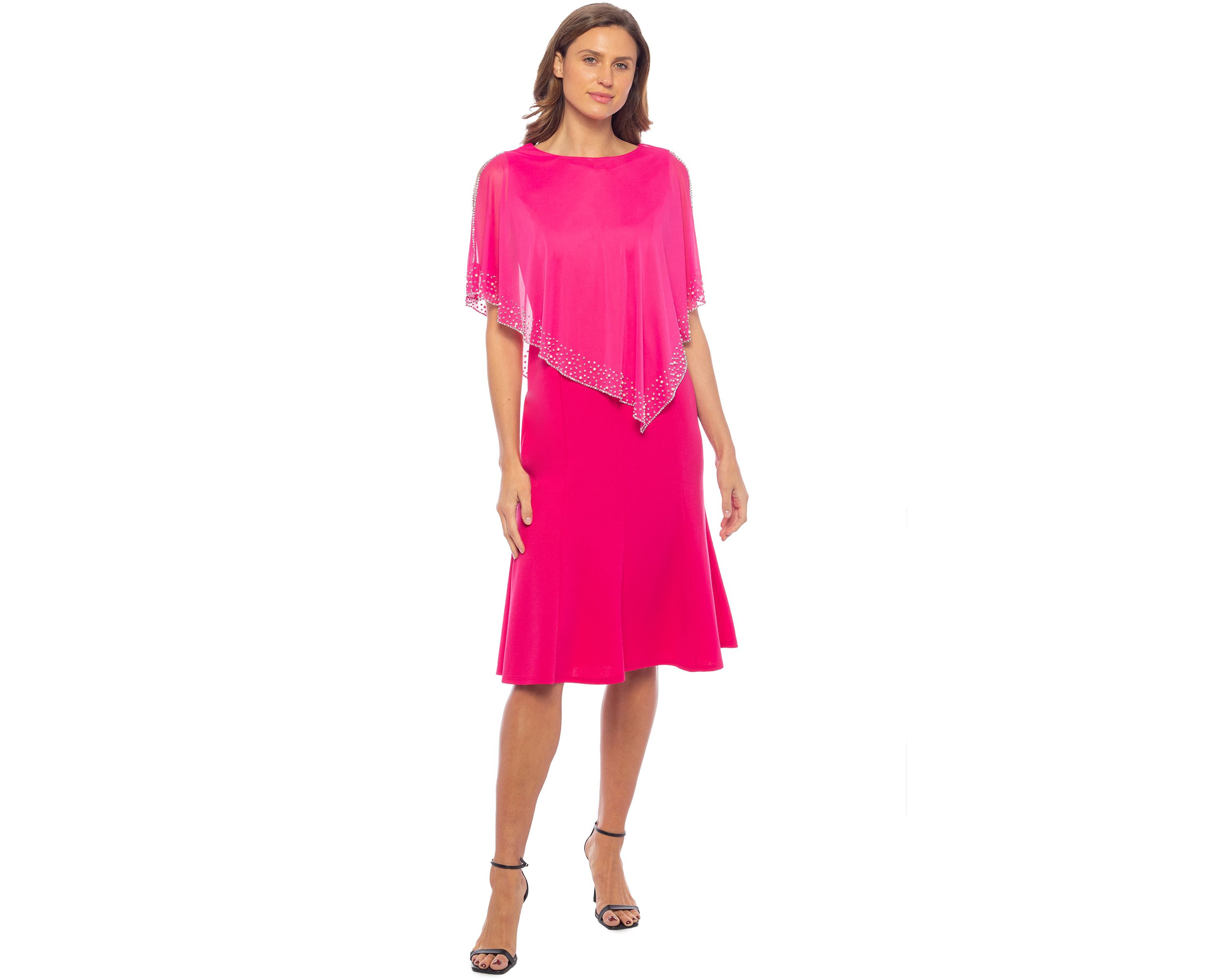 Caplet Midi Crepe Dress