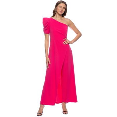 One Shoulder Jumpsuit Scuba Crepe