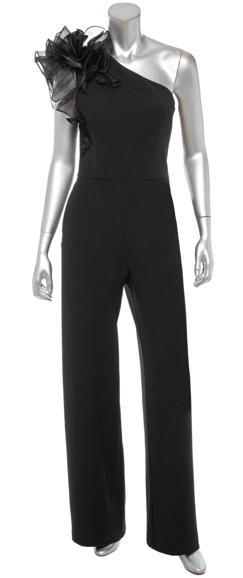 ONE SHOULDER RUFFLE JUMPSUIT CREPE