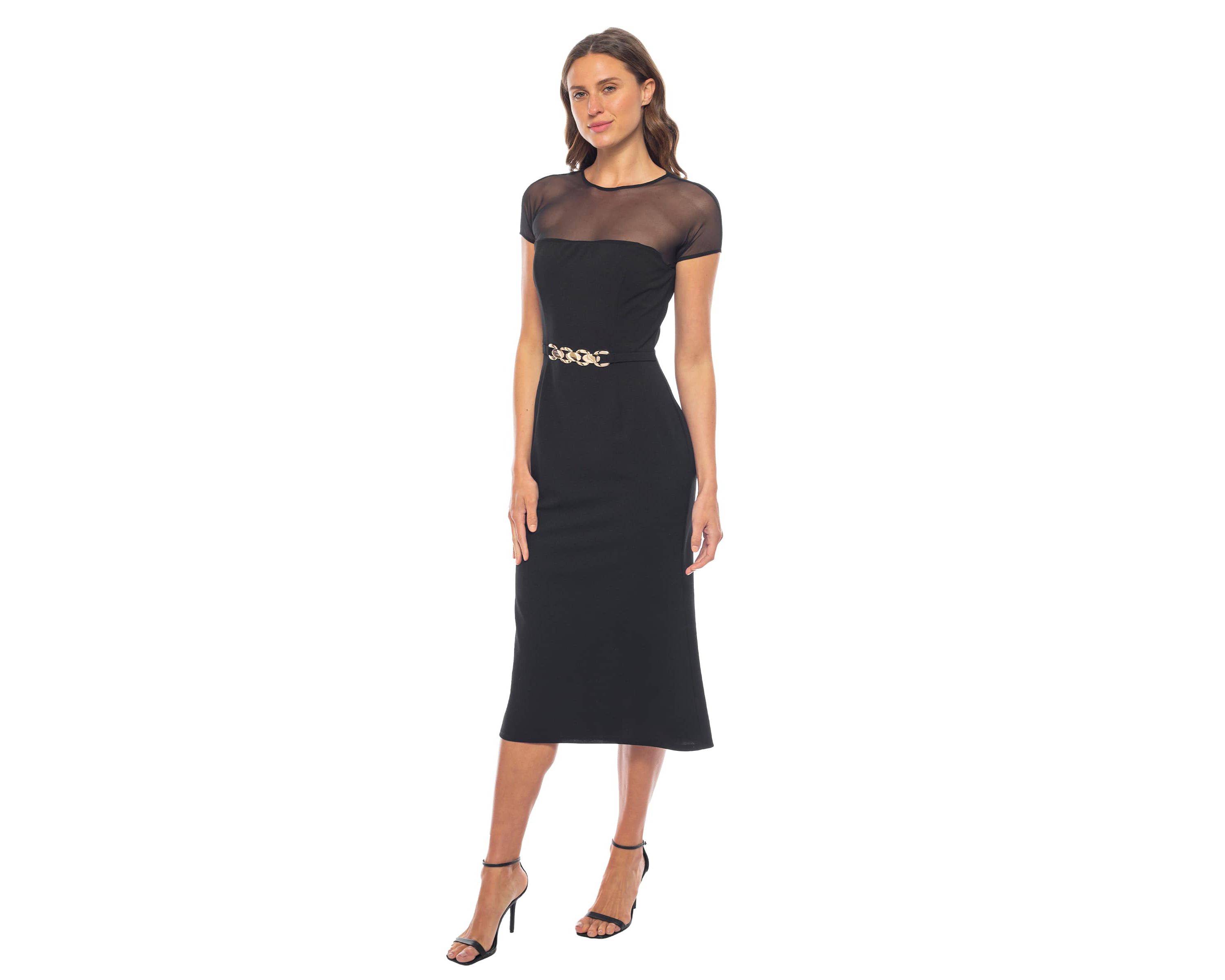 SCUBA CREPE ILLUSION MIDI DRESS