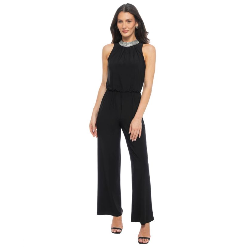 ITY RHINESTONE NECK JUMPSUIT