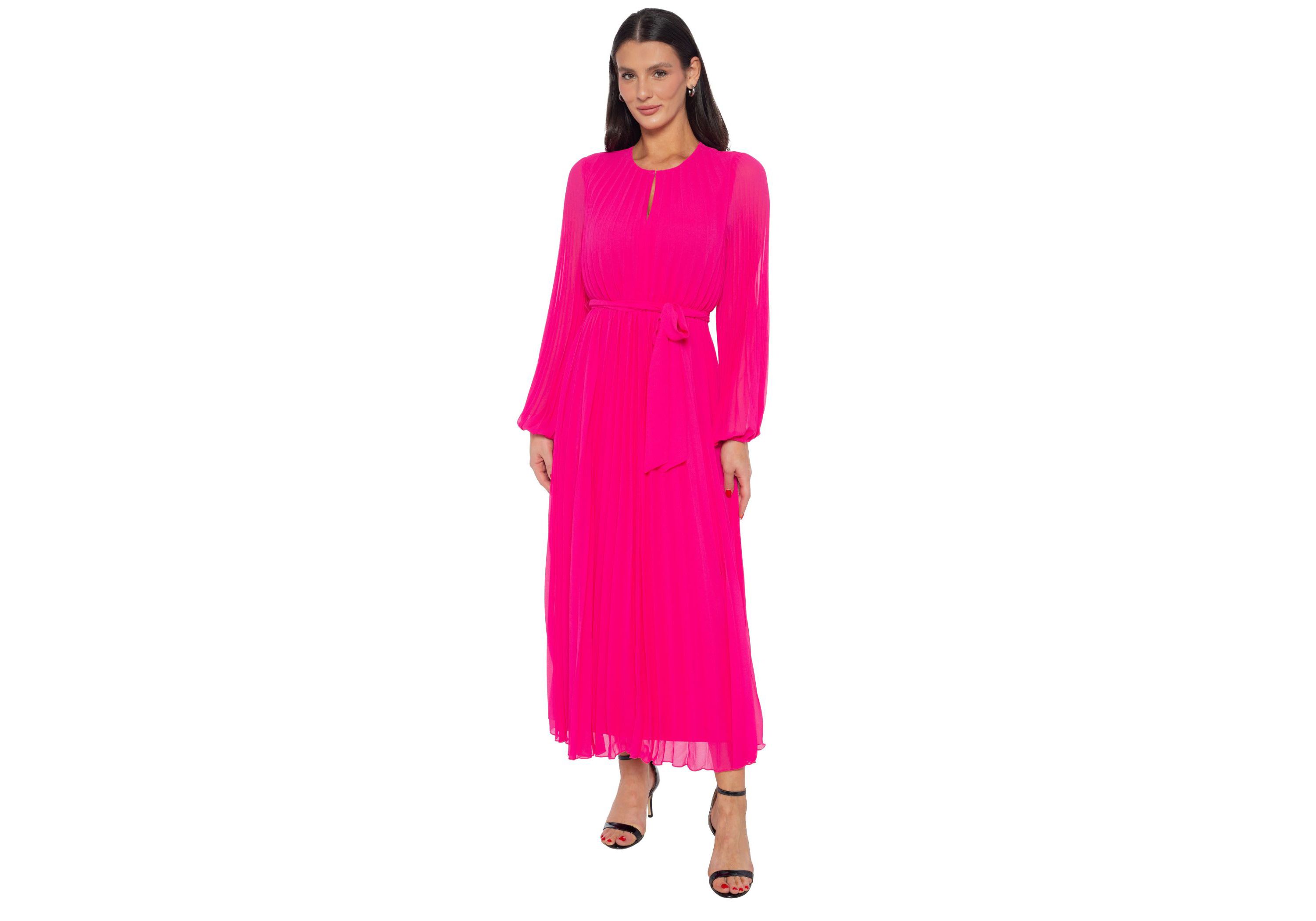 Pleated Gown with Long Sleeves