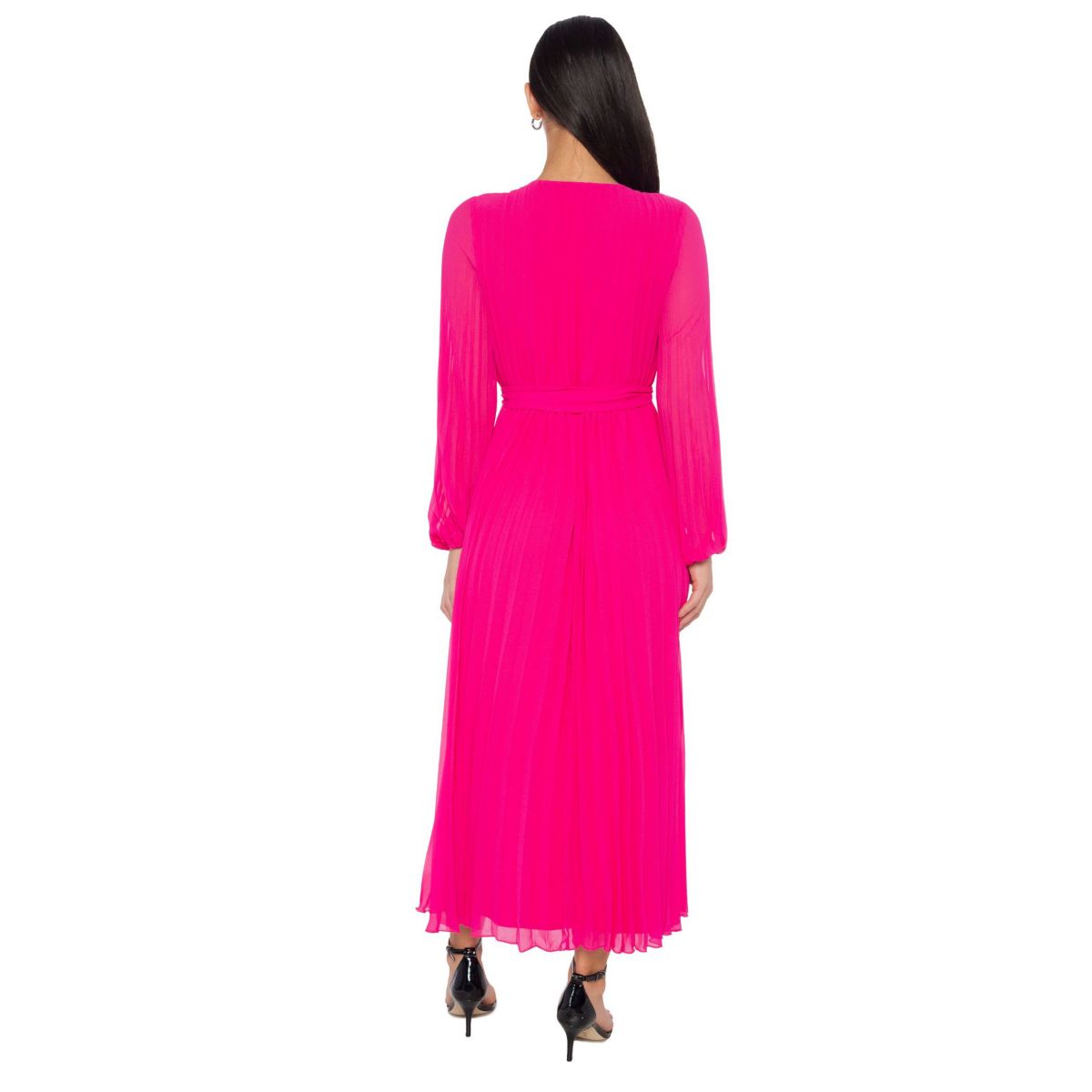 Pleated Gown with Long Sleeves