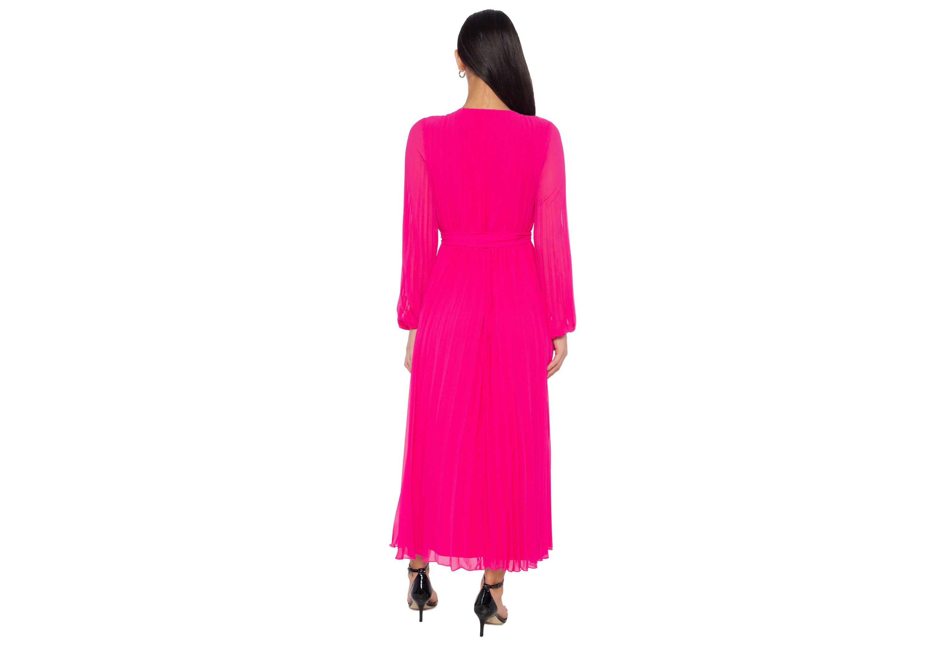 Pleated Gown with Long Sleeves
