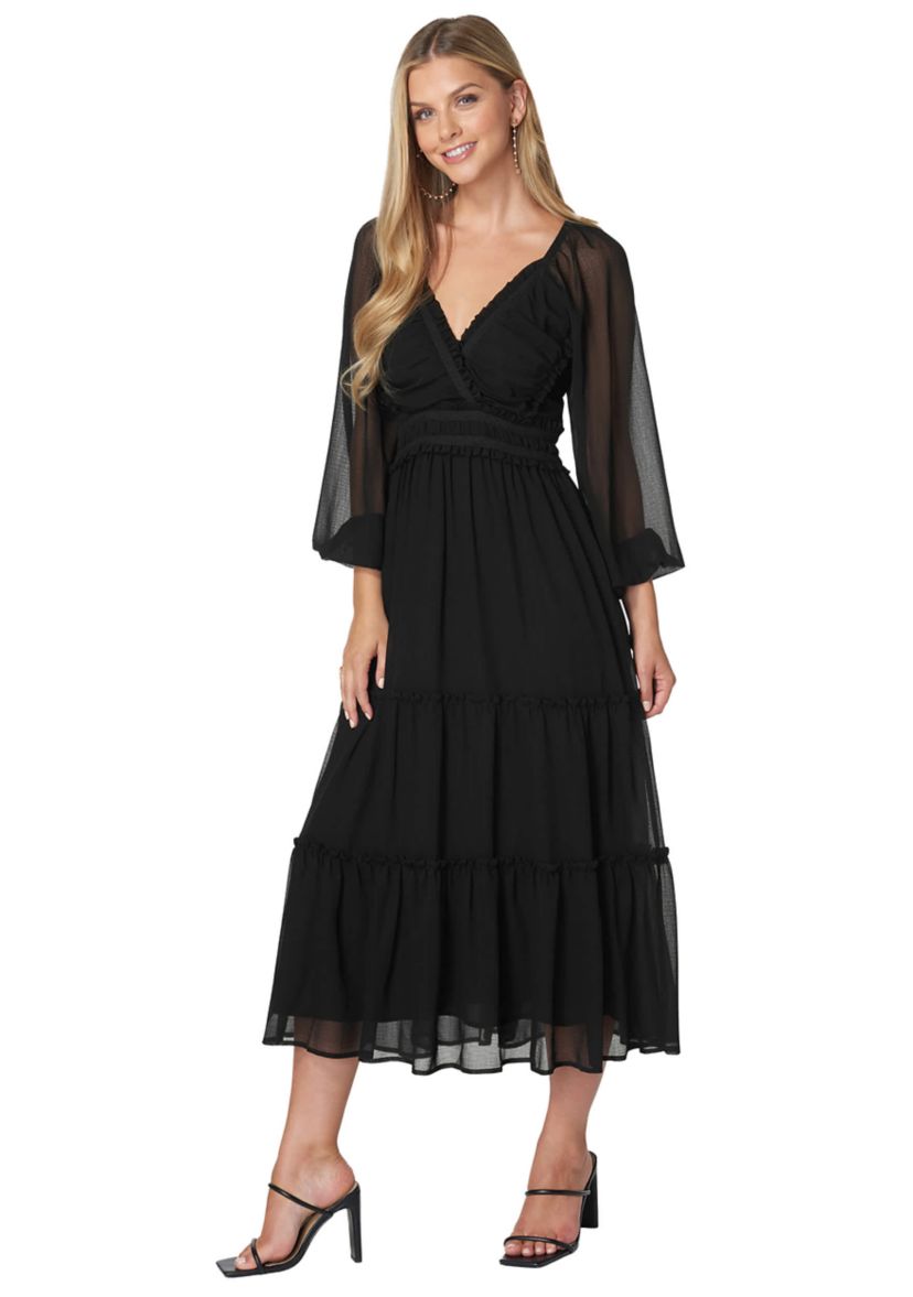 chinese dress ladies Miss Circle Women's Oakleigh Blackberry Purple Cotton Lace-Up Back Midi Dress - Purple main image 0