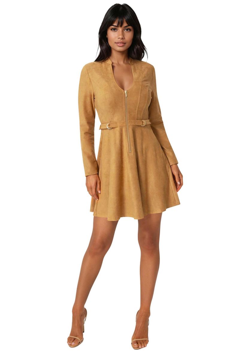 bebe long sleeve dress Bebe Women's Rib Long Sleeve Godet Dress