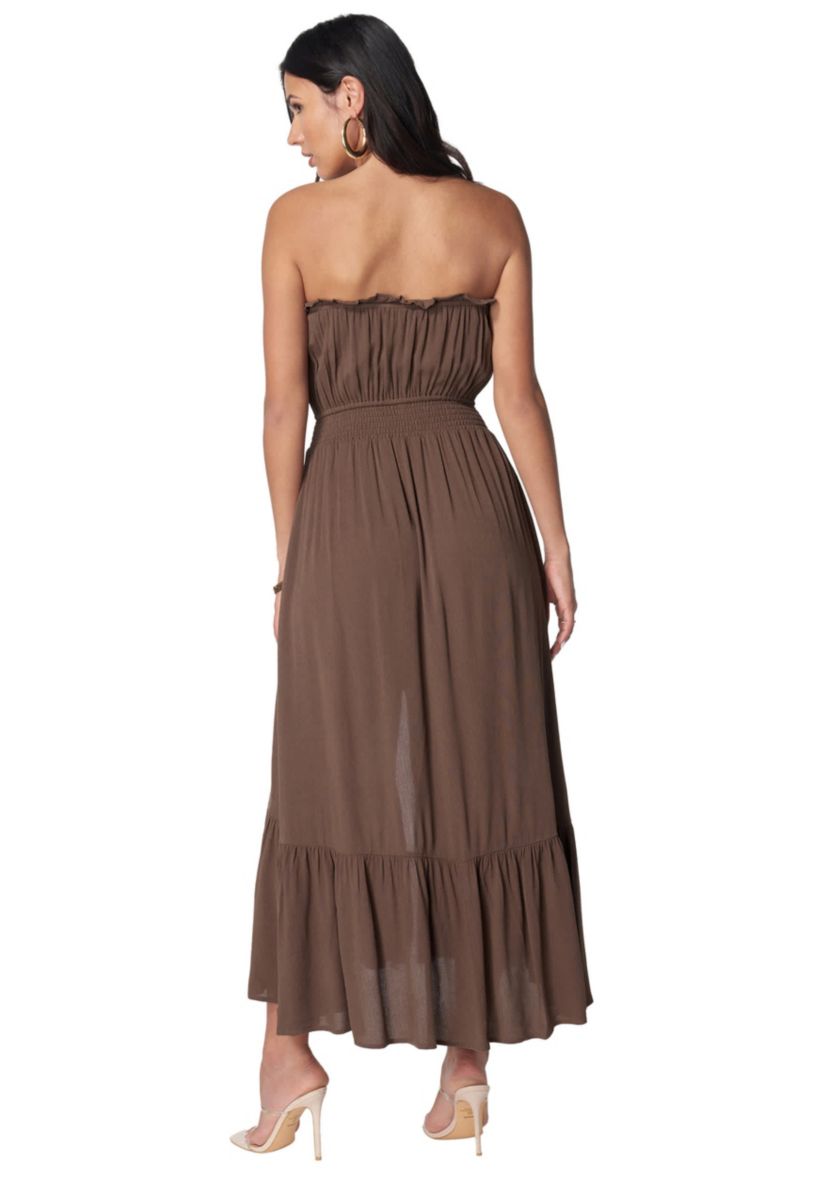 bebe strapless maxi dress Ombre Satin Strapless Maxi Dress  bebe