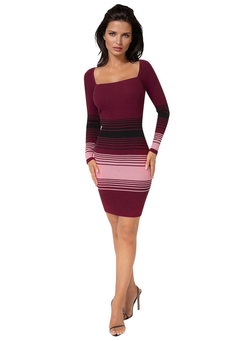Bebe Women's Stripe Rib Sweater Midi Dress, Size Large Viscose