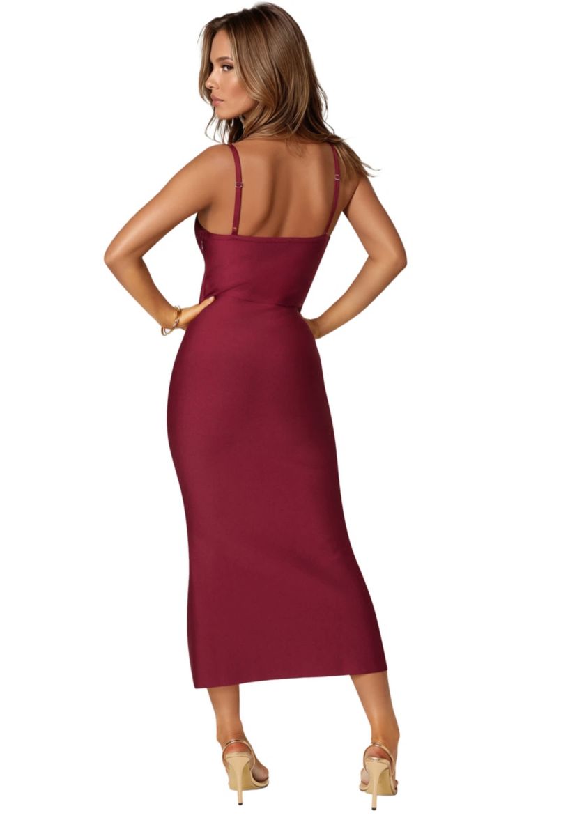 Bebe Fringe Inset Bandage Midi Dress | Belk