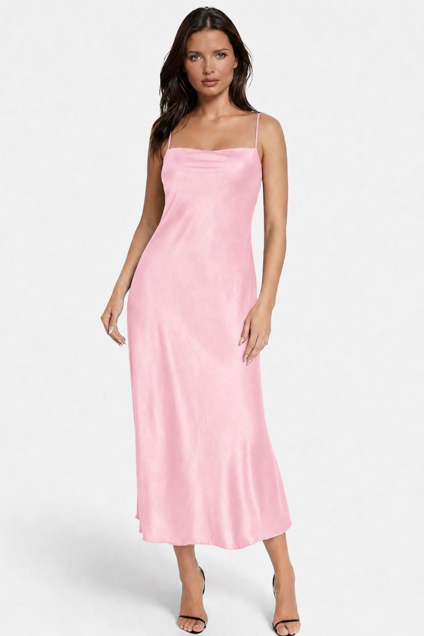 bebe bridesmaid dresses Women's Crushed Satin Cowl Maxi Dress Saint Laurent Wool Mini New Release 25th February 2026 M Size:XL / US 12 A drapey cowl neckline