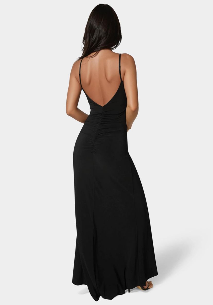 bebe backless dress Women's Ruched High Slit Solid this is your chance pear Off White Lace Backless Size:8Y