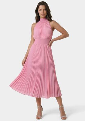 Bebe Women's SLEEVLESS PLEATED DRESS, Pink, 4