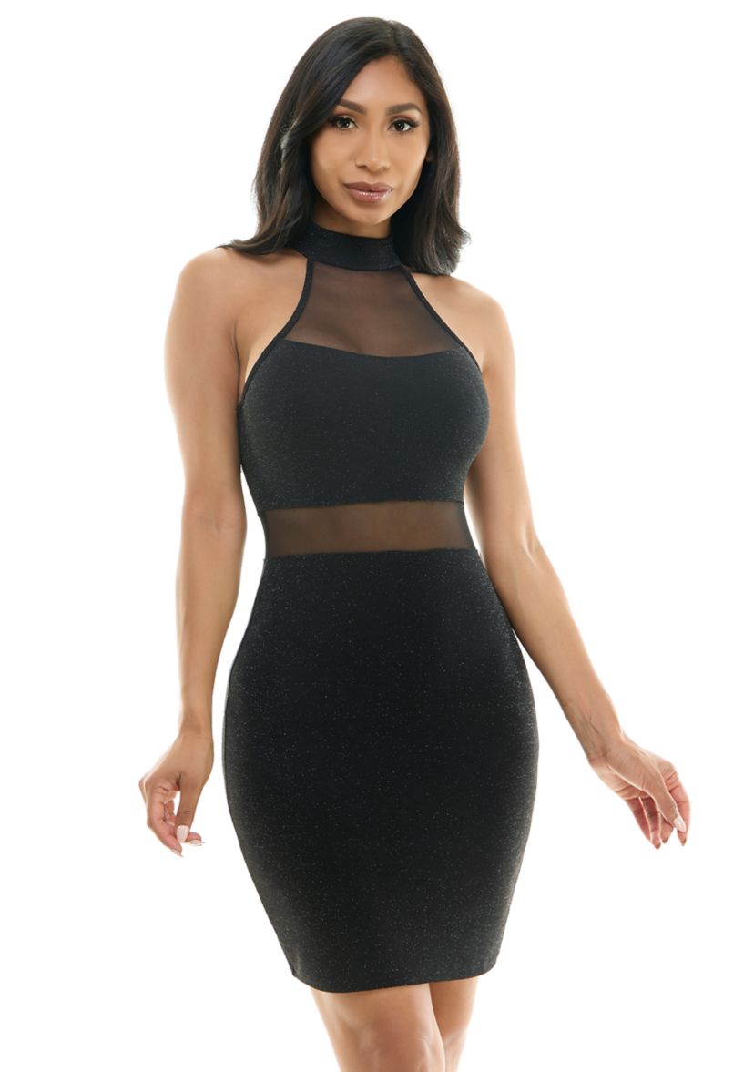 Mesh And Metallic Scuba Dress