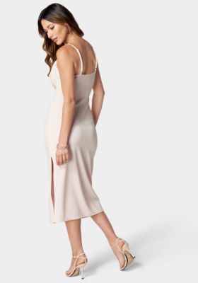 Bebe Cowl Neck Shine Midi Dress