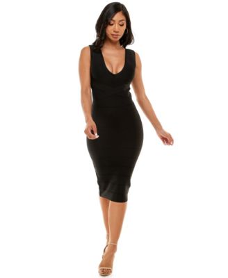 Bebe Women'S V-Neck Bandage Midi Dress