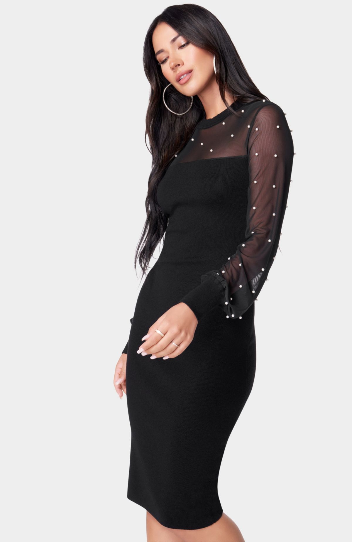 Pearl Mesh Sweater Dress
