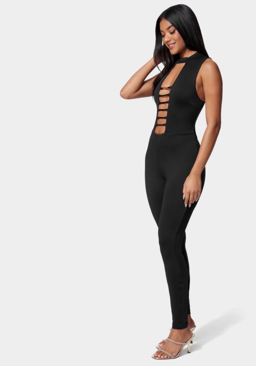 Bebe WomenS Gold Bar Detail Jumpsuit