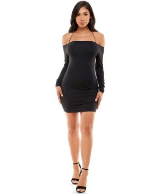 Bebe Women'S Off Shoulder Cross Neck Mini Dress