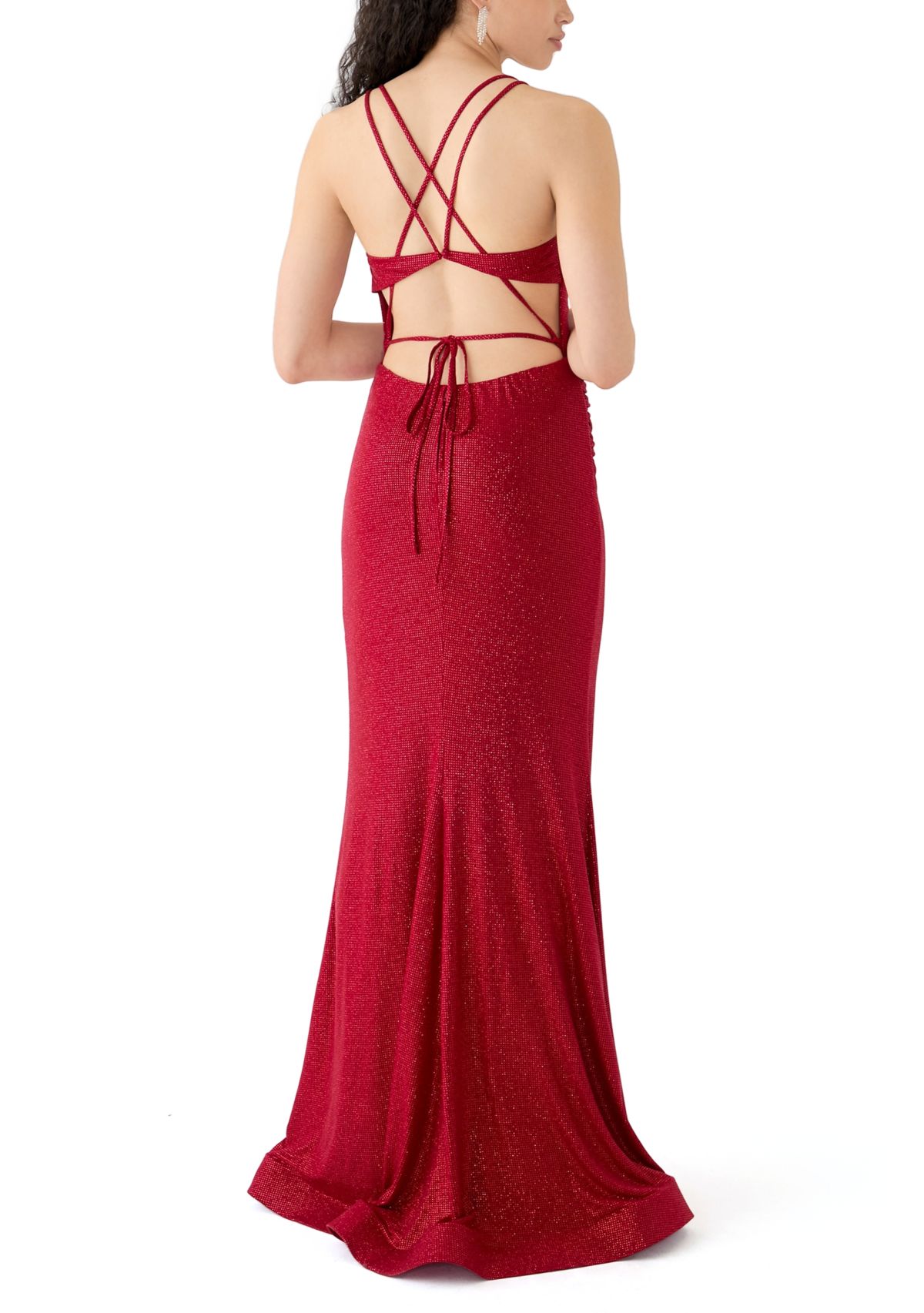 Womens Sleeveless Knit V-Neck Gown